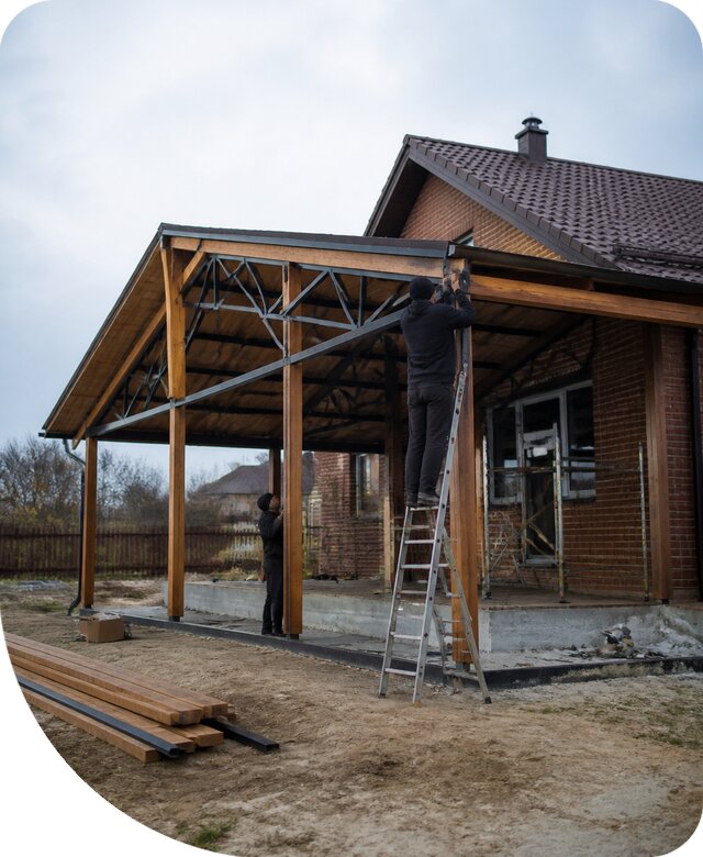 Пристройка навеса к дому и участку в Нижнем Новгороде под ключ